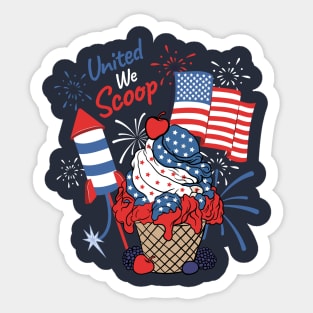 Patriotic Ice Cream Cup American Flag Independence Day Sticker